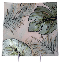 Glasteller Blatt, Glasschale Teller Tischdeko ca. 24cm Handmade