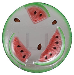 Glasteller Früchte "Melone" Glasschale Teller Tischdeko ca. 20 cm Handmade