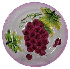Glasteller Früchte "Wein"  Glasschale Teller Tischdeko  ca. 23 cm Handmade