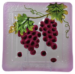 Glasteller Früchte "Wein" Glasschale Teller Tischdeko ca. 20 cm Handmade