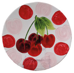 Glasteller Früchte Kirsche, Glasschale Teller Tischdeko ca. 25 cm Handmade