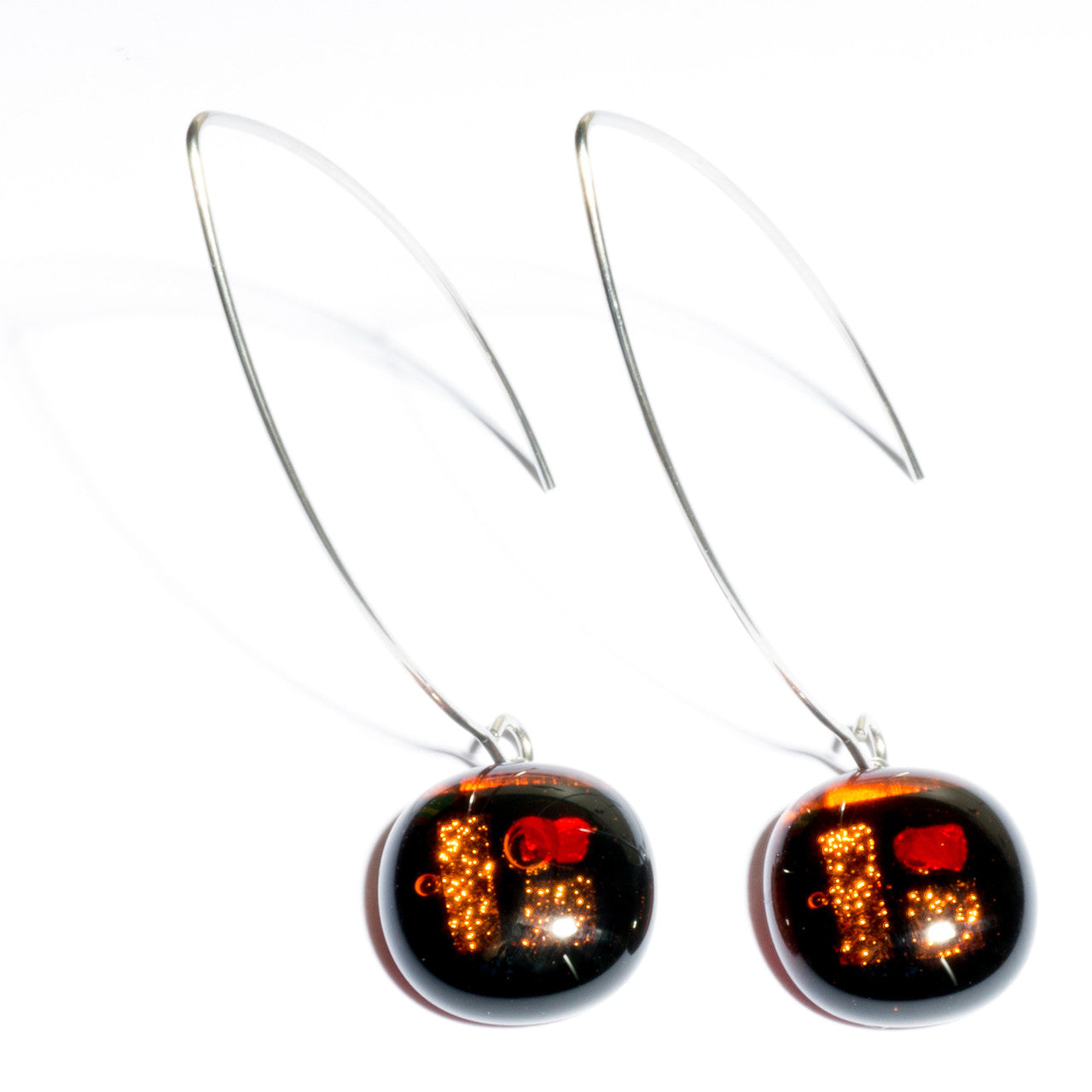Ohrringe mit Glasstein Rot Bronze Fusing