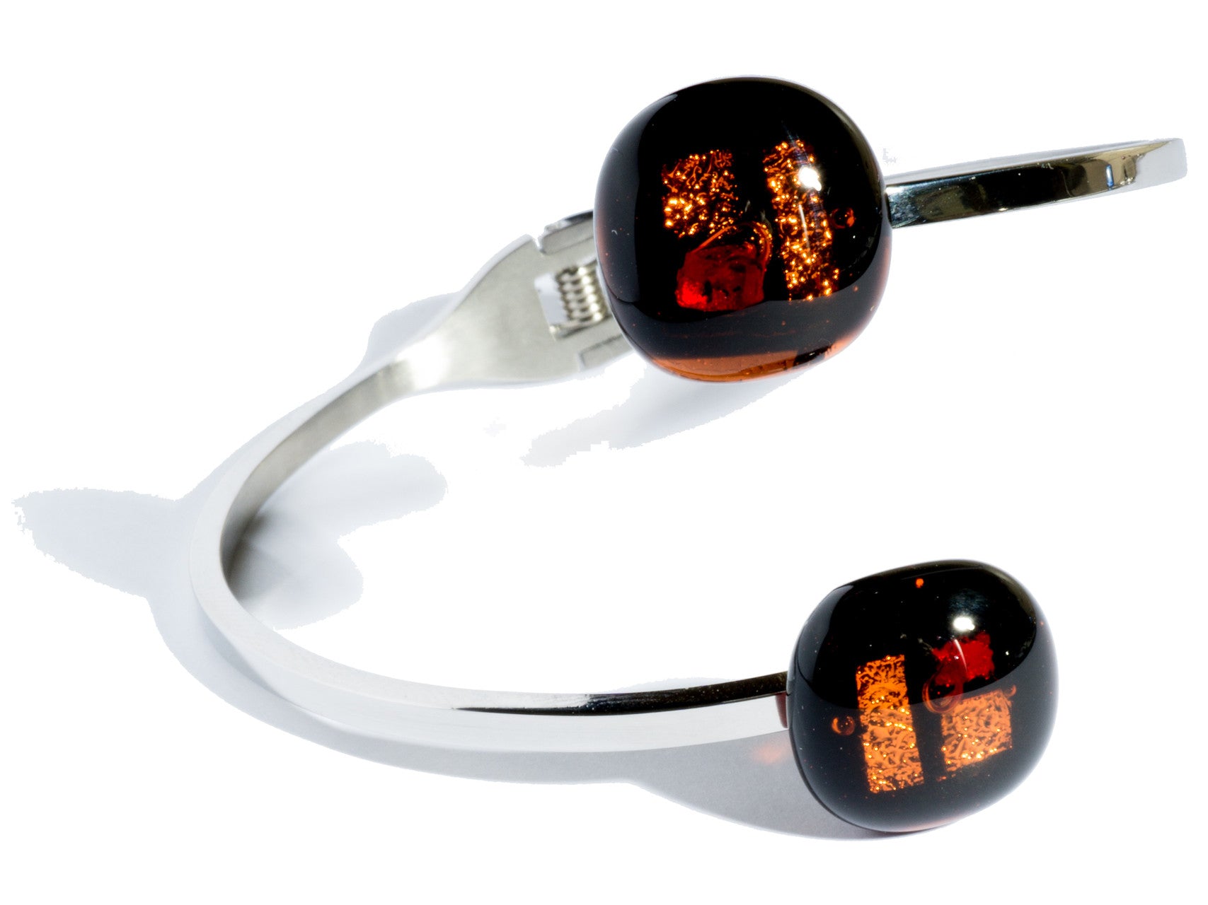 Armreif mit 2 Glassteinen Rot Gold Fusing