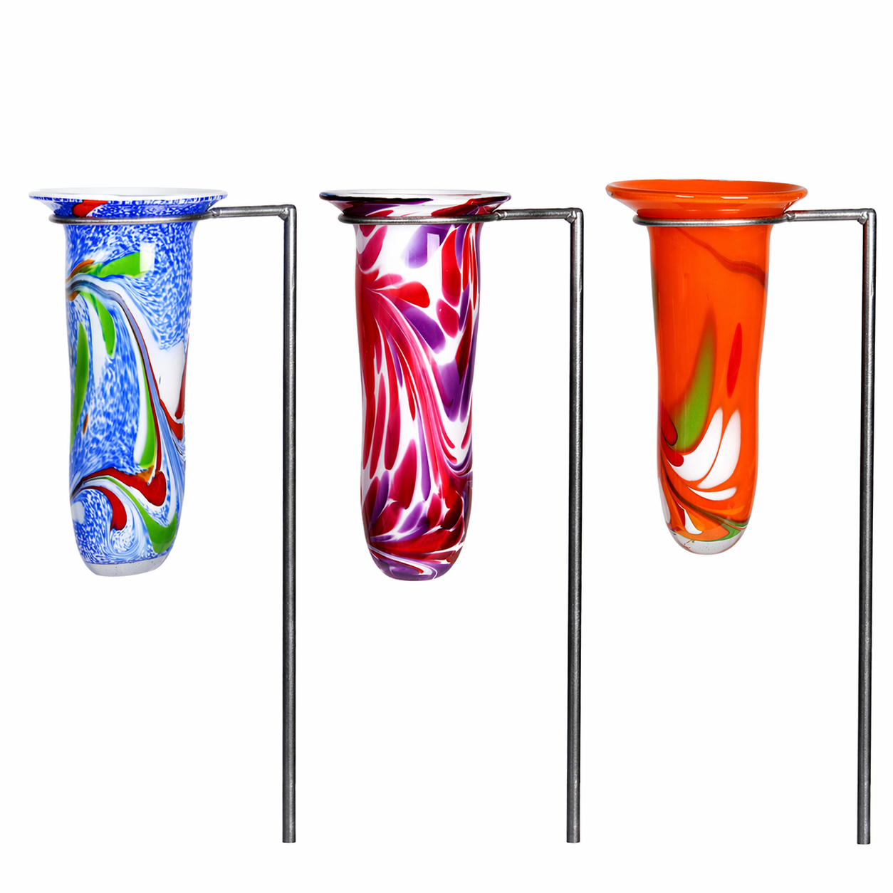 Gartenvase Blumenvase Grabvase Glas Dekoration Gestaltung bunt 70cm inkl. Stab