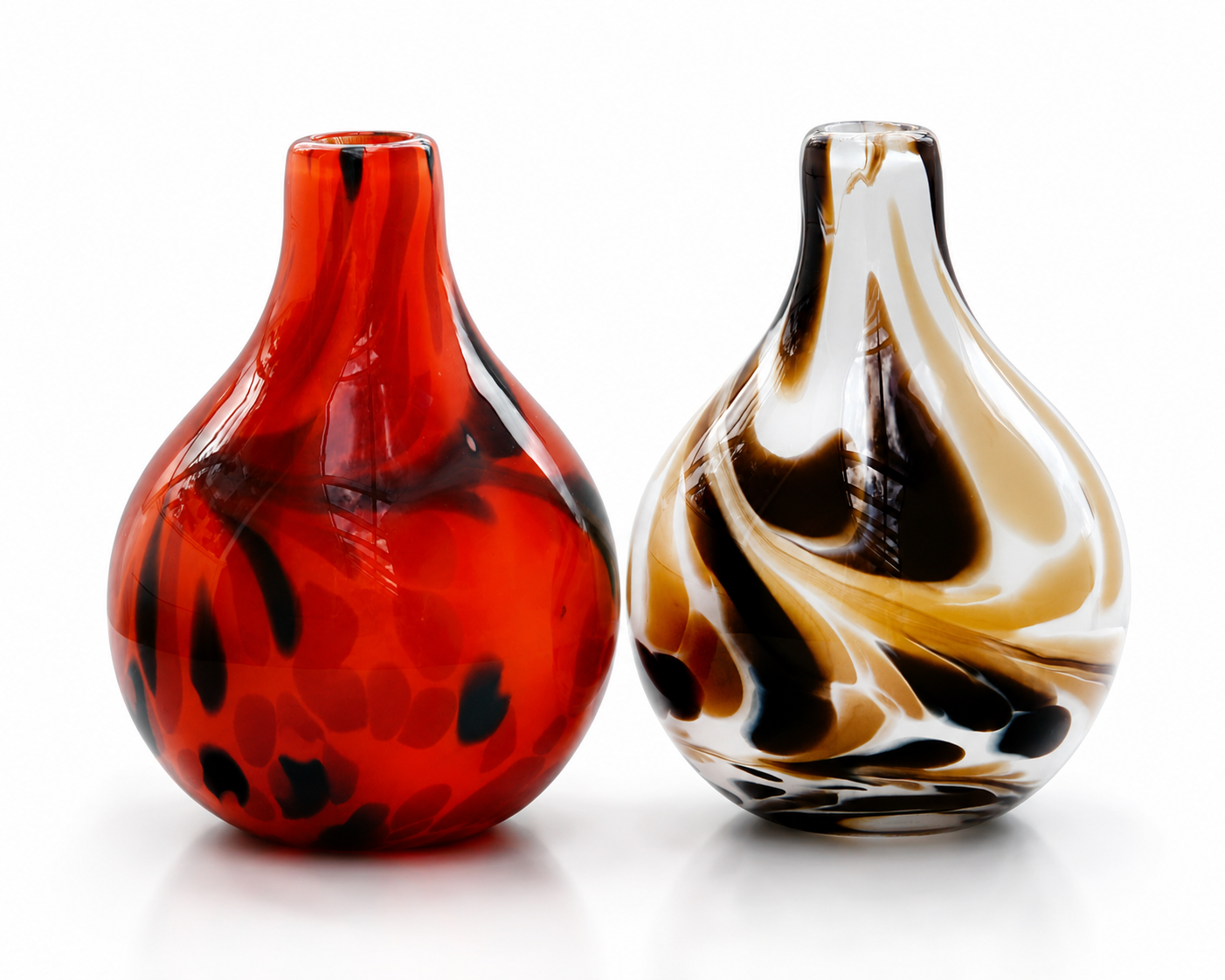 Glasvase Blumenvase Flasche Gefäß Nelke 20cm Dekoration farbig mundgeblasen