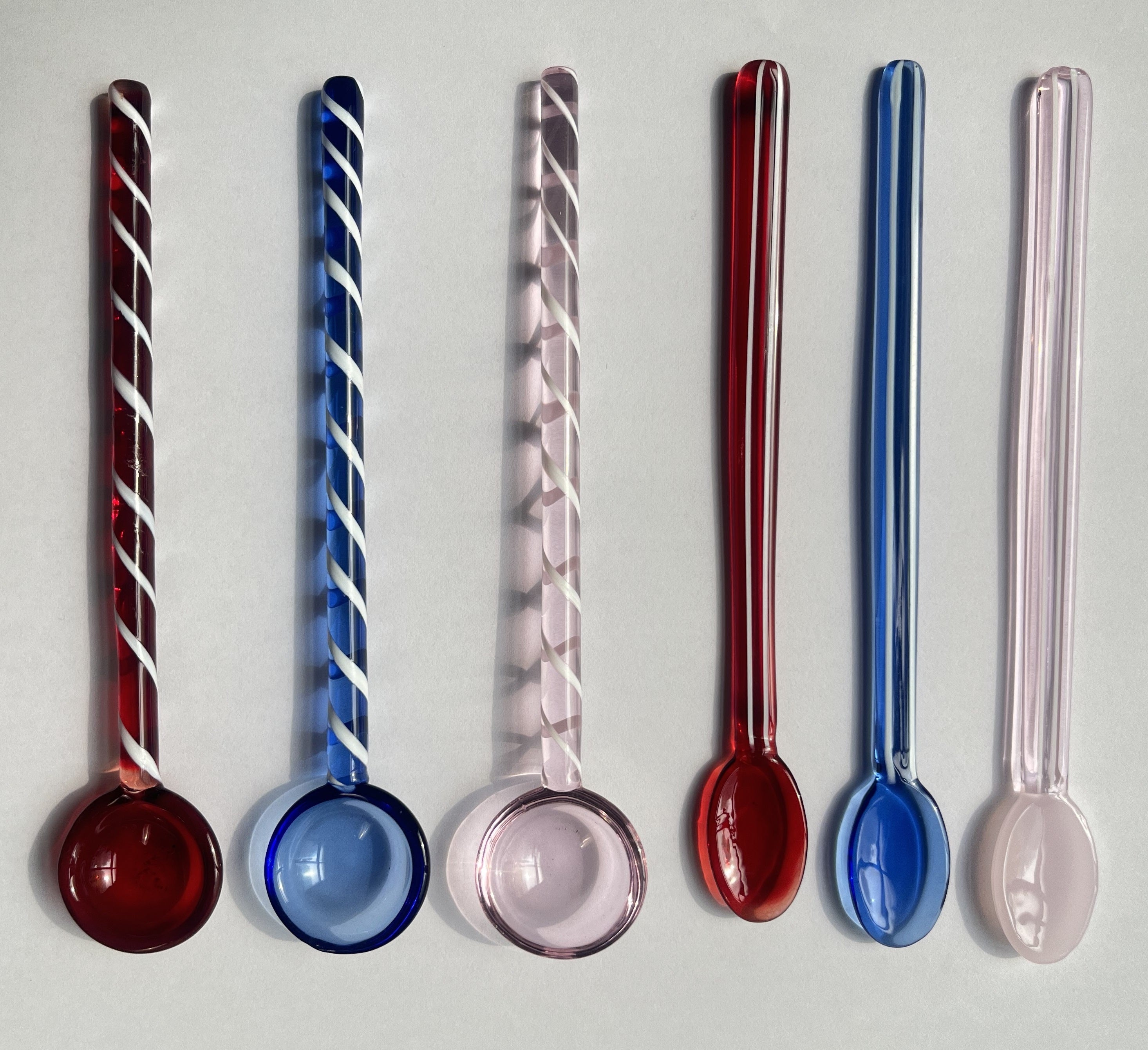 6er Set Marmeladenlöffel / Cocktaillöffel aus Glas, Länge ca. 14,8cm