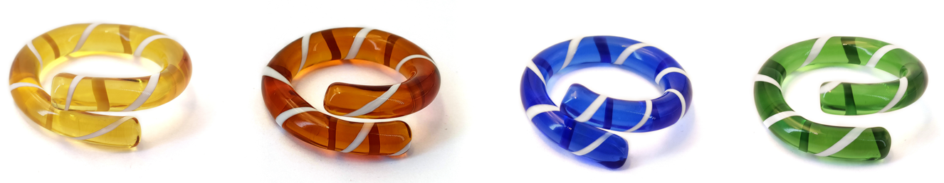4er Set Serviettenring aus Glas, ca. 4,6cm Amber/ Blau/ Gelb/Grün