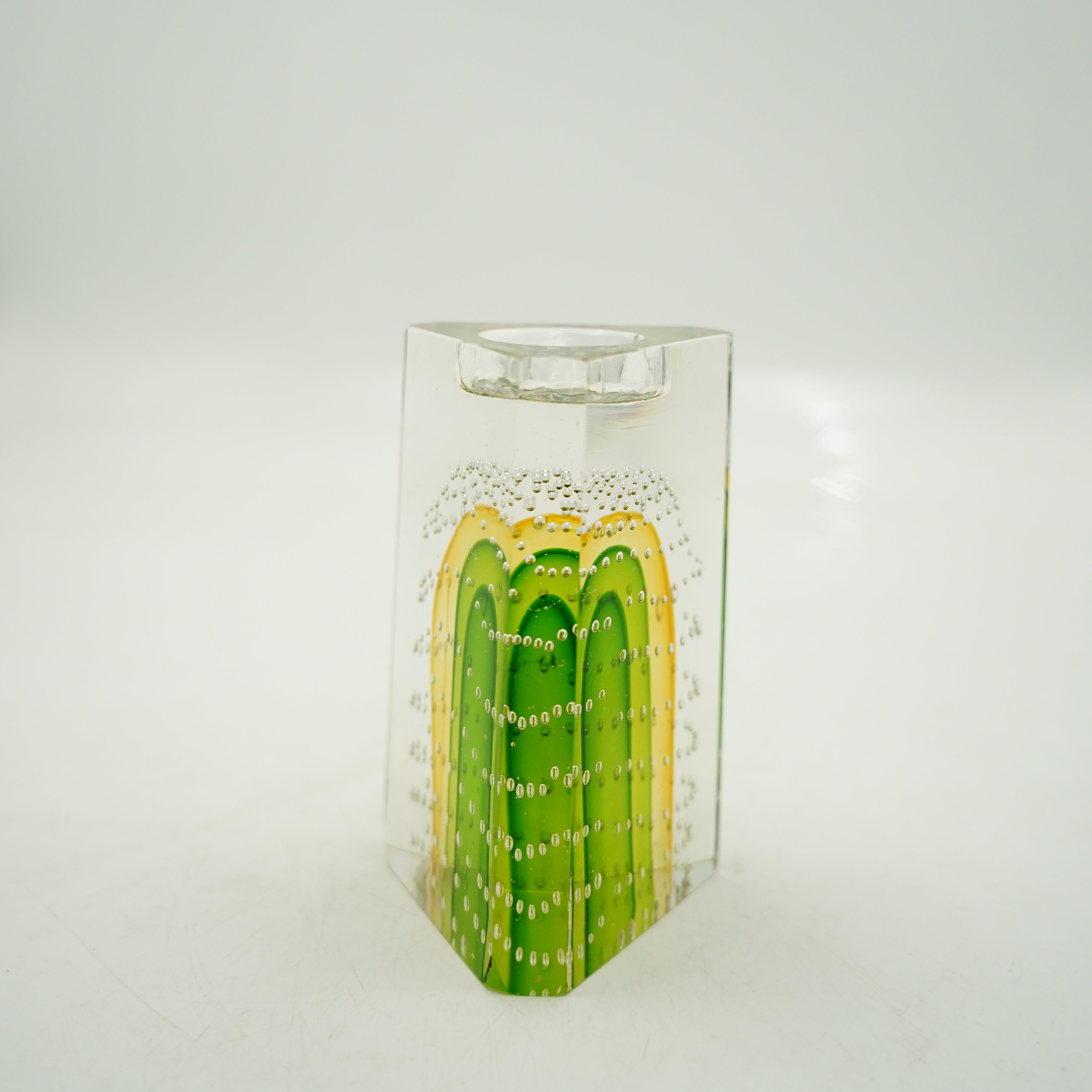 Teelichthalter Murano-Stil Dreieck Höhe ca. 8cm Handarbeit