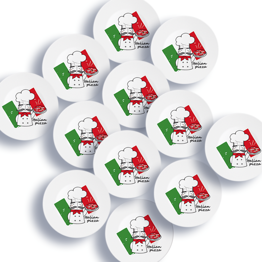 Pizzateller 33cm Rot/grün 12er Set