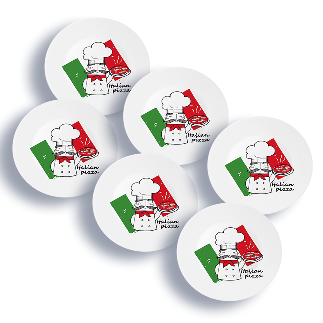 Pizzateller 33cm Rot/grün 6er Set