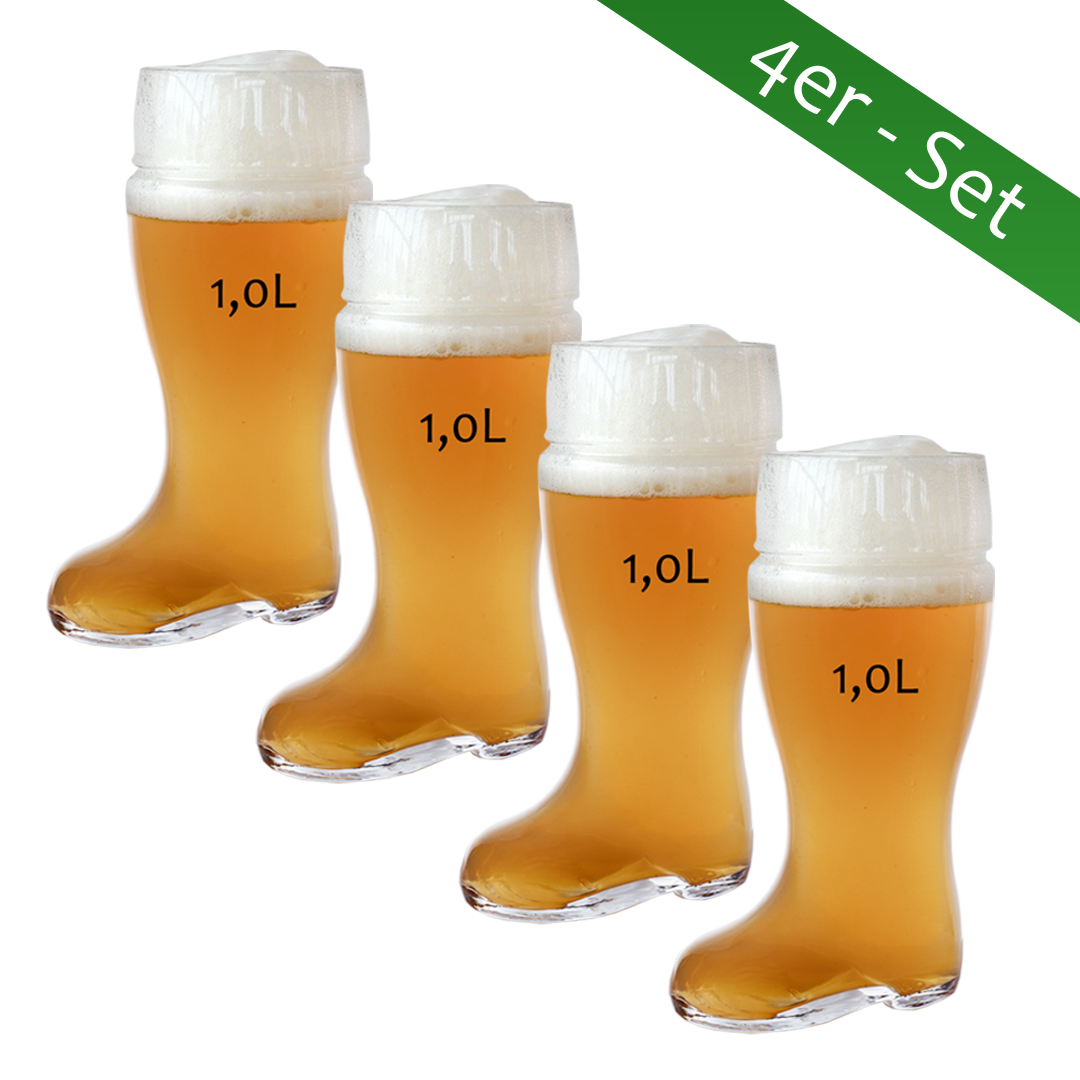Bierglas Stiefel Bamberg 1 Liter, 4er Set
