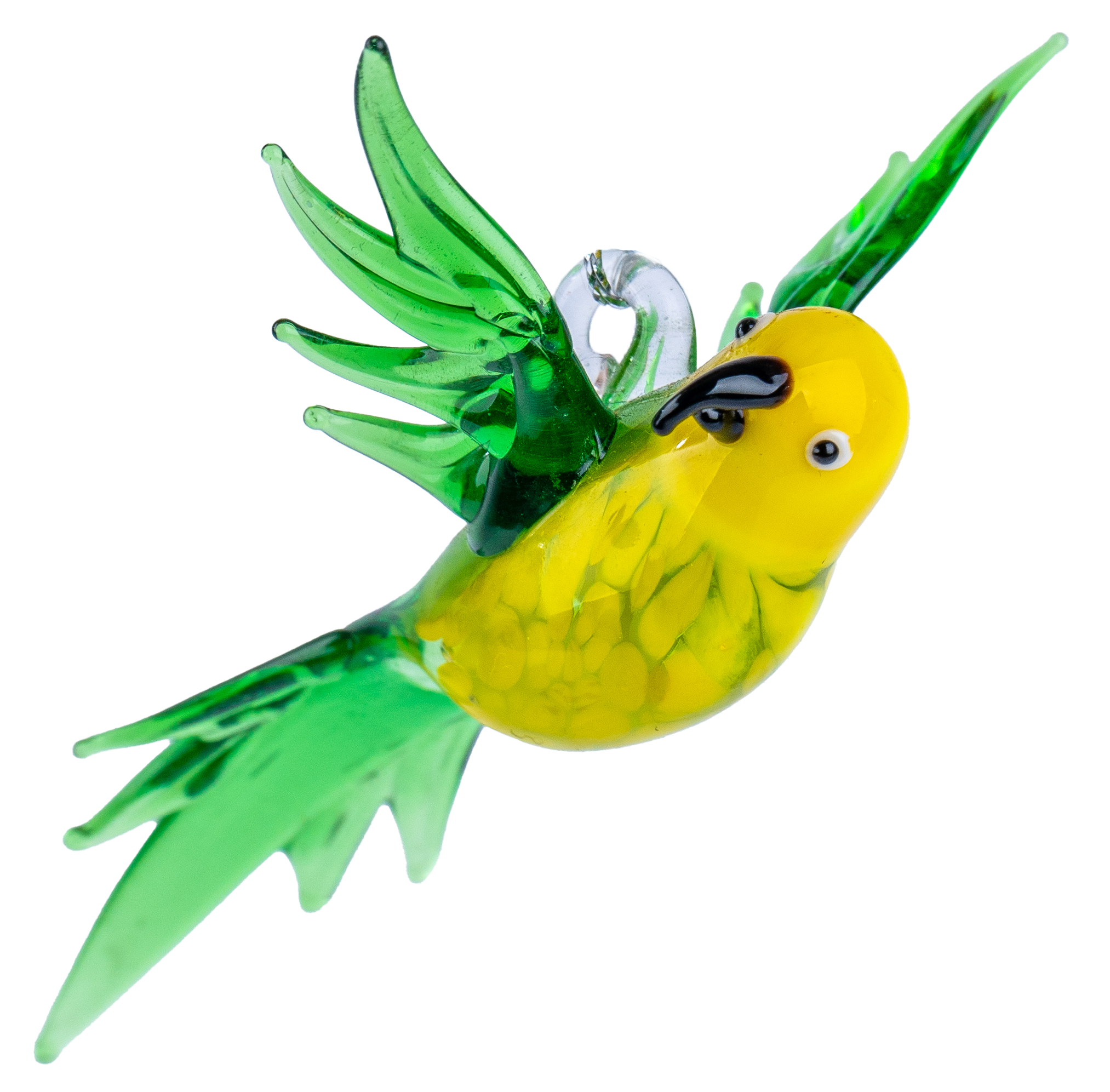Glas Hängevogel Kanarienvogel Gelb/Grün Breite ca. 9,3cm, Fensterdeko Handarbeit