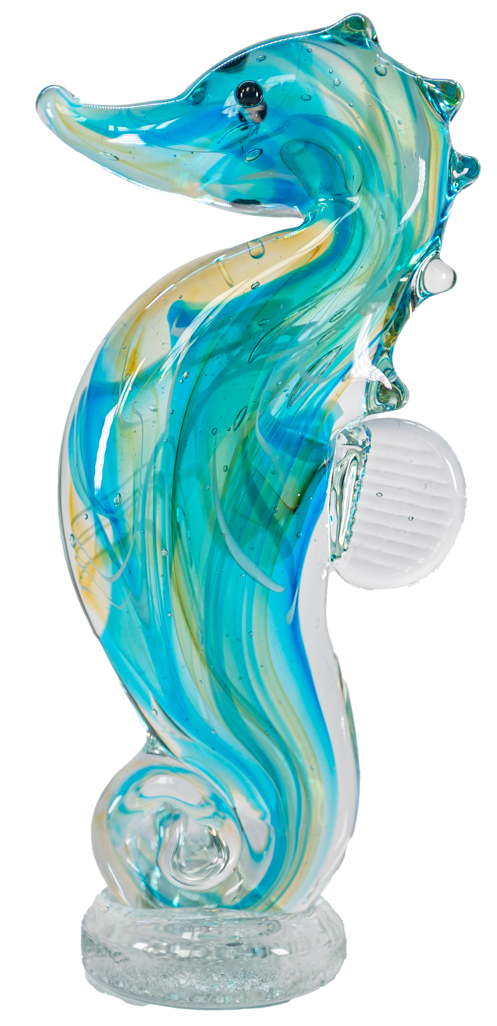 Glasfigur Seepferd Hellblau/Transparent  Höhe ca. 18,7cm Handarbeit