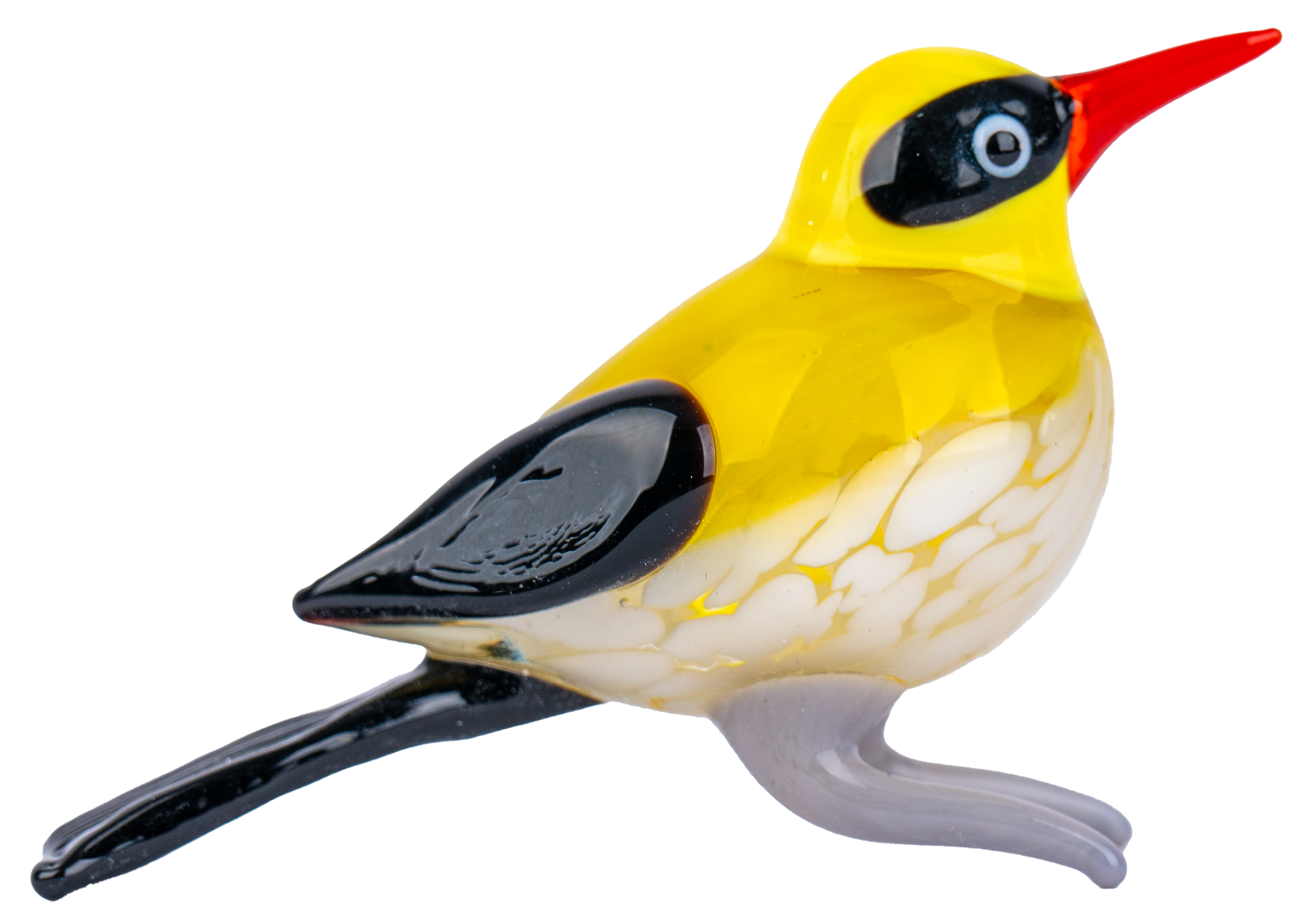 Glasfigur Vogel Gelb/Schwarz Breite ca. 7,2cm Handarbeit