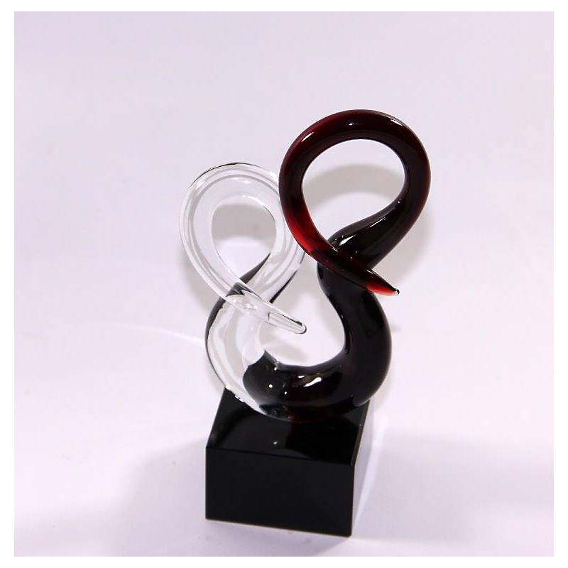 Glasskulptur Endless Love Kunstobjekt Kristallglas Handarbeit Höhe 15cm Unikat