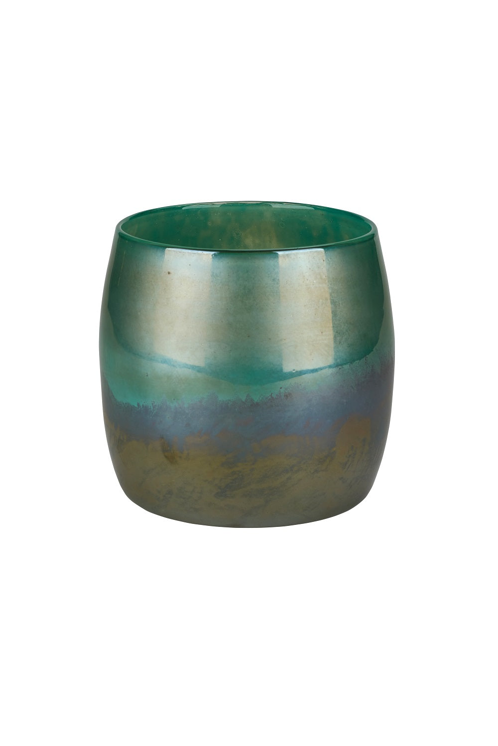 Windlicht Glas Übertopf Blumenvase Perlmutt grau/grün 17cm