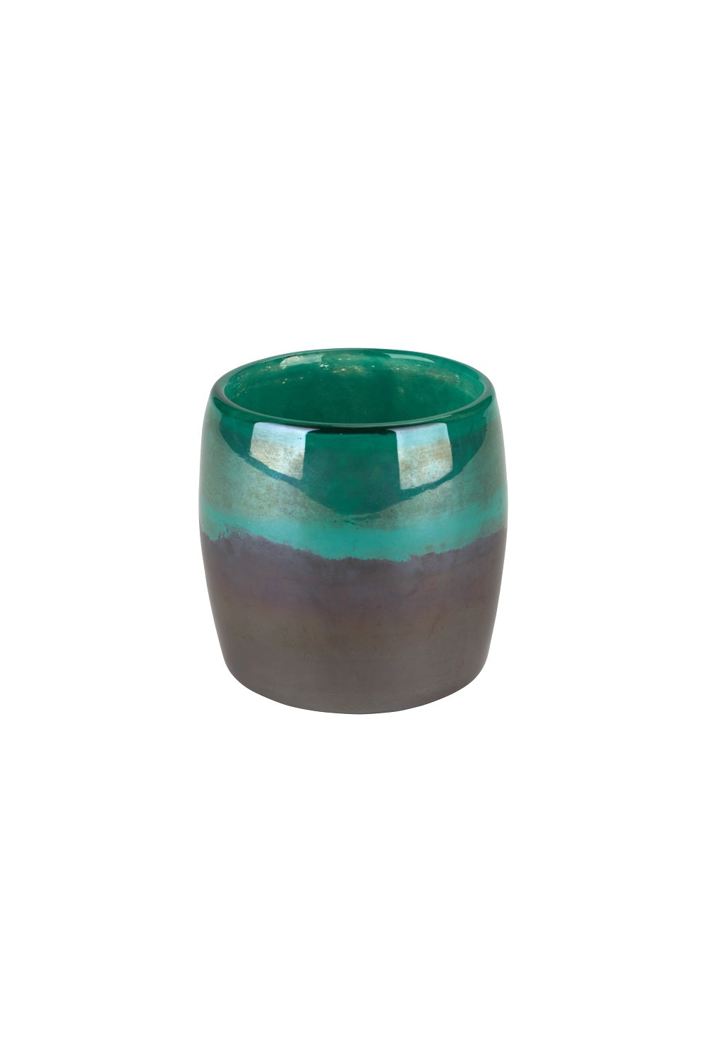 Windlicht Votivhalter Glas Übertopf Perlmutt grau/grün 9,5cm