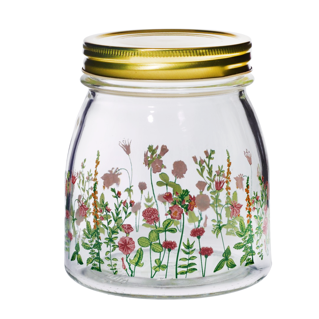 Vorratsdose mit Blumen
