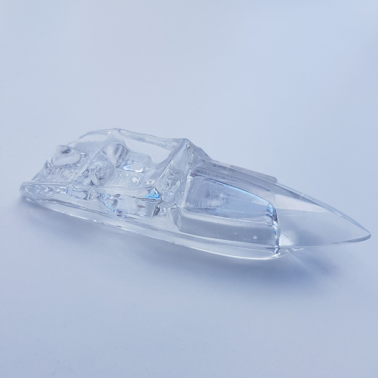 Glasfigur Motorboot Geschenk Hobby Kristallglas klar 12cm Sammlerstück