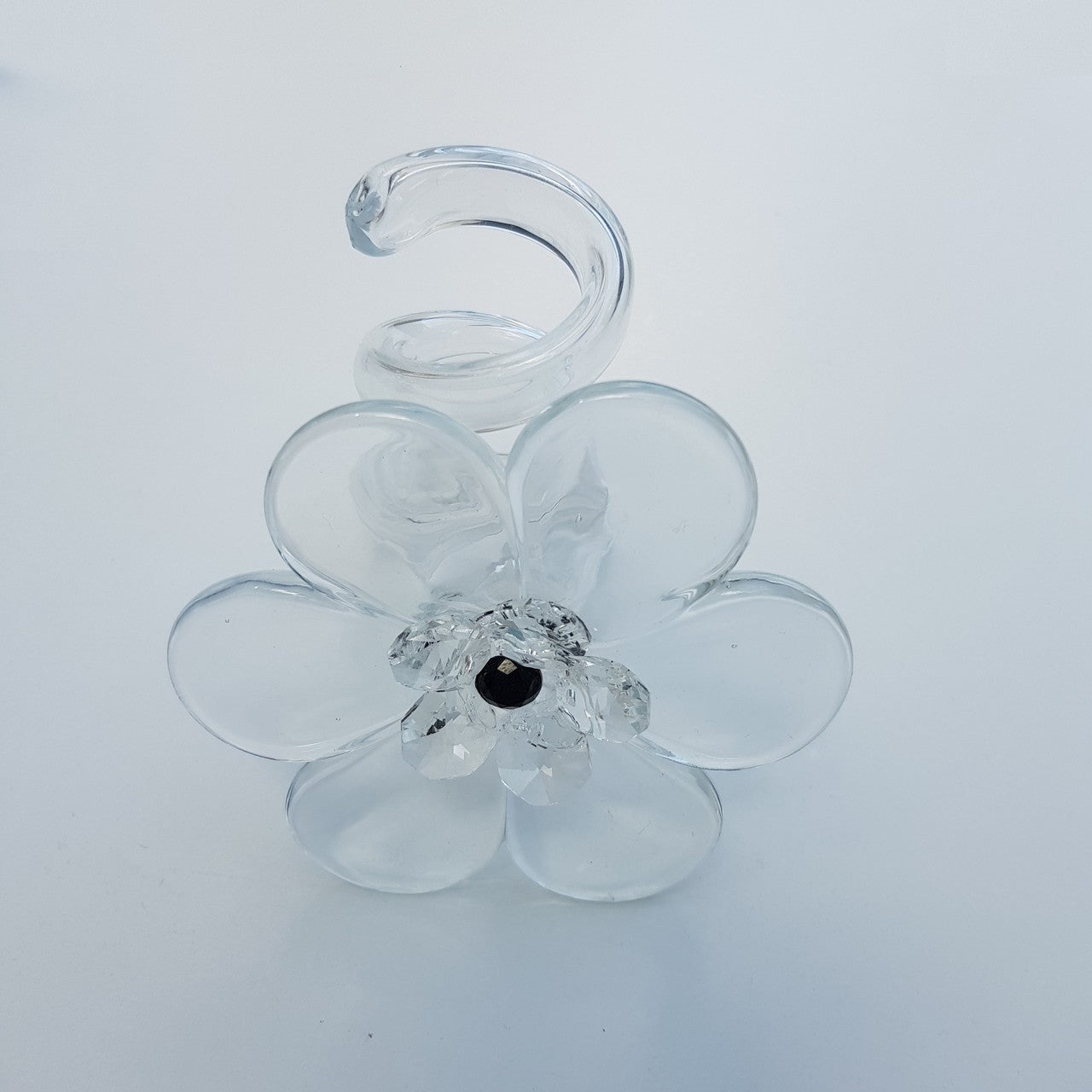 Glasblume klar Strassstein schwarz Tischdekoration Serviettenring 10cm Handmade