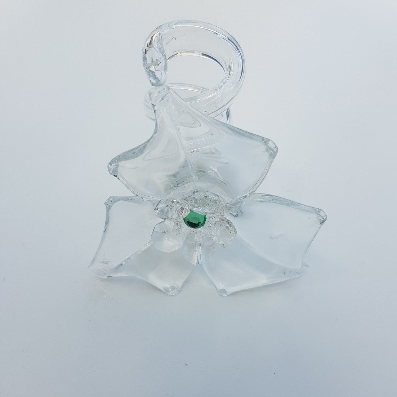 Glasblume klar Strassstein grün Tischdekoration Serviettenring 10cm Handmade