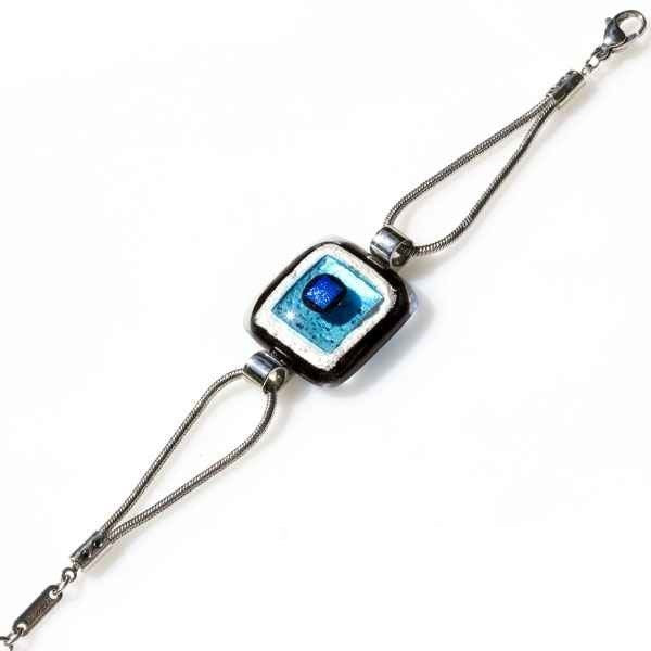 Armband mit Glasstein Blue Dot Fusing