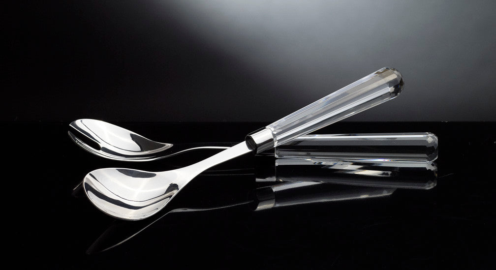 Salatbesteck klar 32cm, transparent, Glas