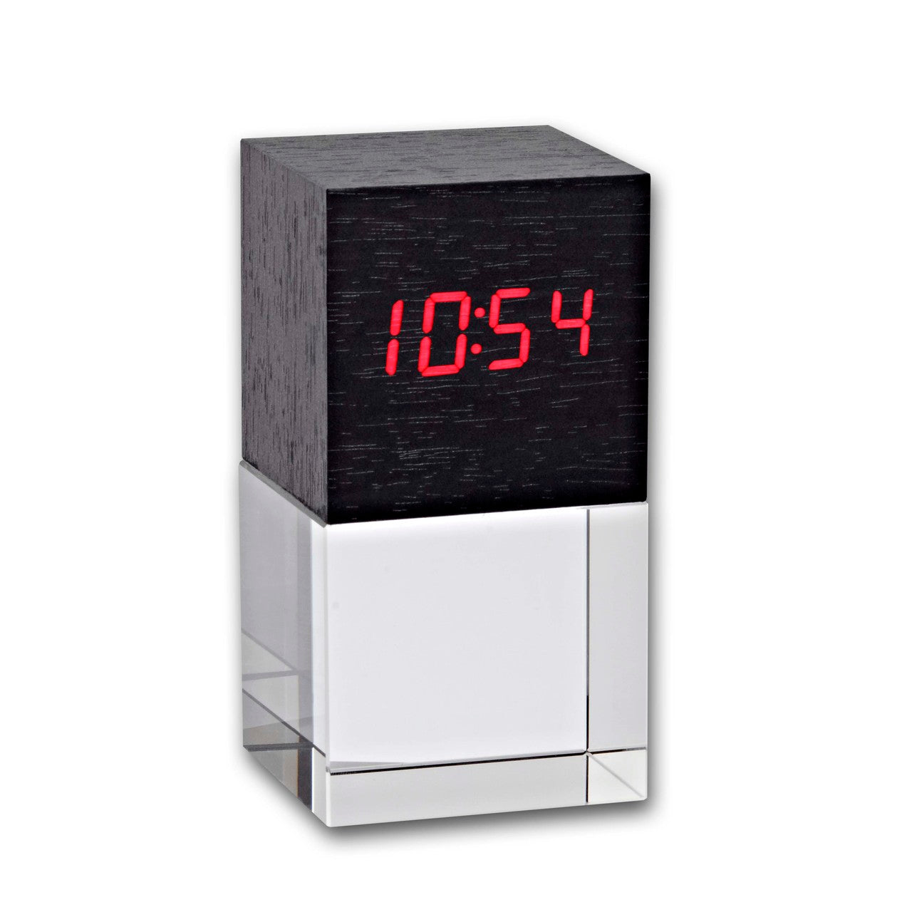 Glasblock mit Uhr in Holzoptik 12,5cm