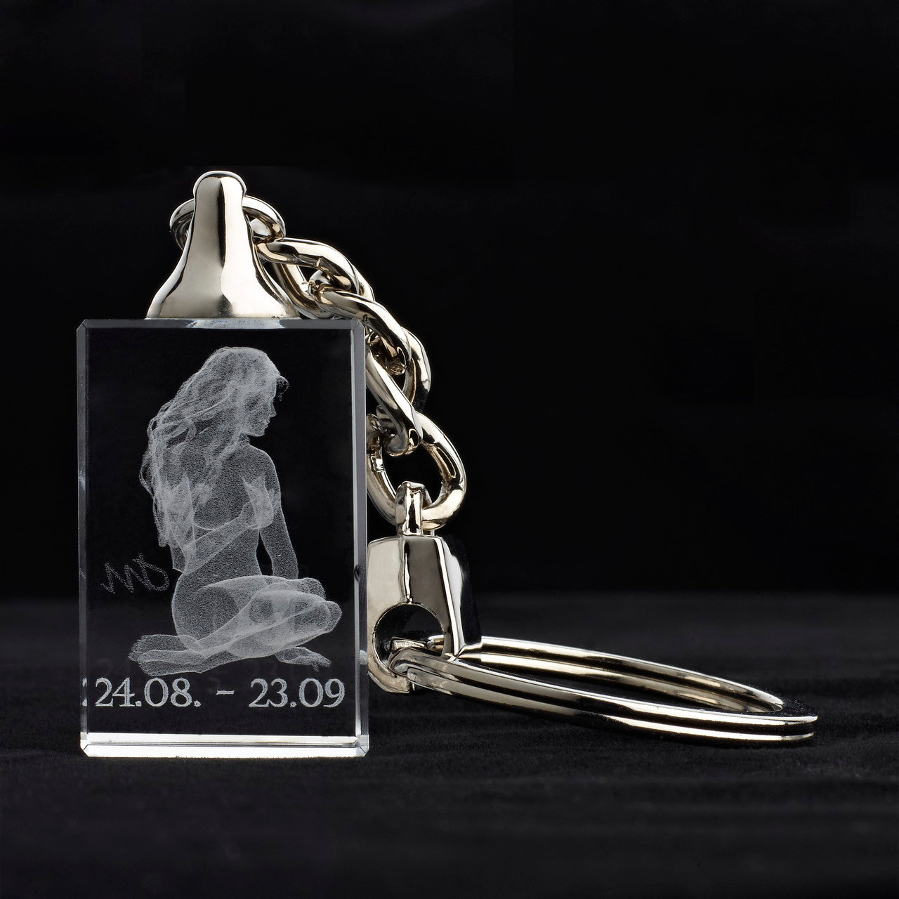 Glasschlüsselanhänger Sternzecihen Jungfrau 3x2cm