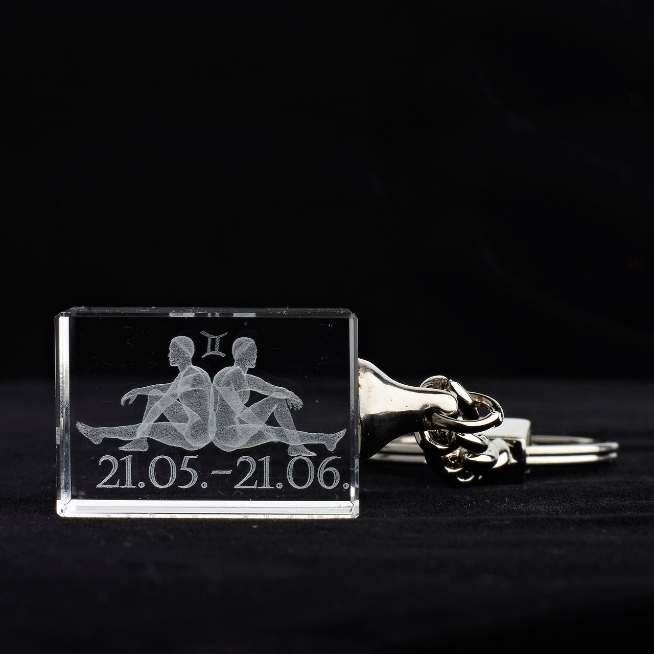 Glasschlüsselanhänger Sternzeichen Zwilling 3x2cm