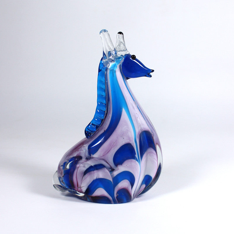 Glasfigur Seepferd Meerestier Murano-Design 17cm handgefertigtes Glastier Unikat