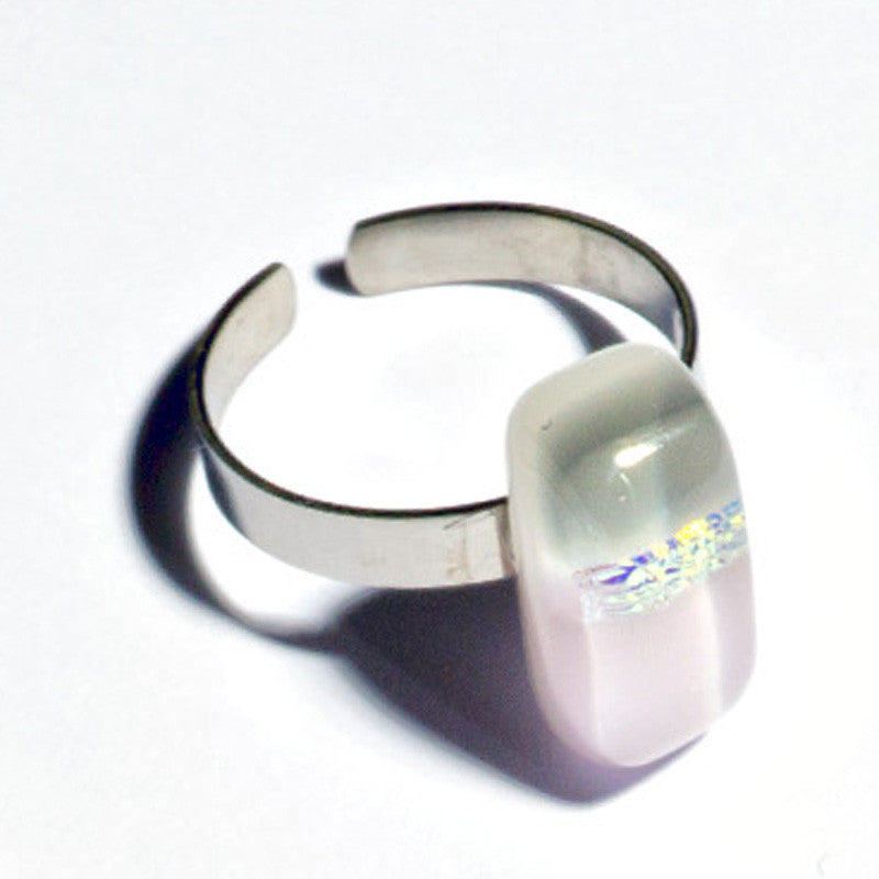 Ring mit Glasstein Sinny Grau Rose Fusing