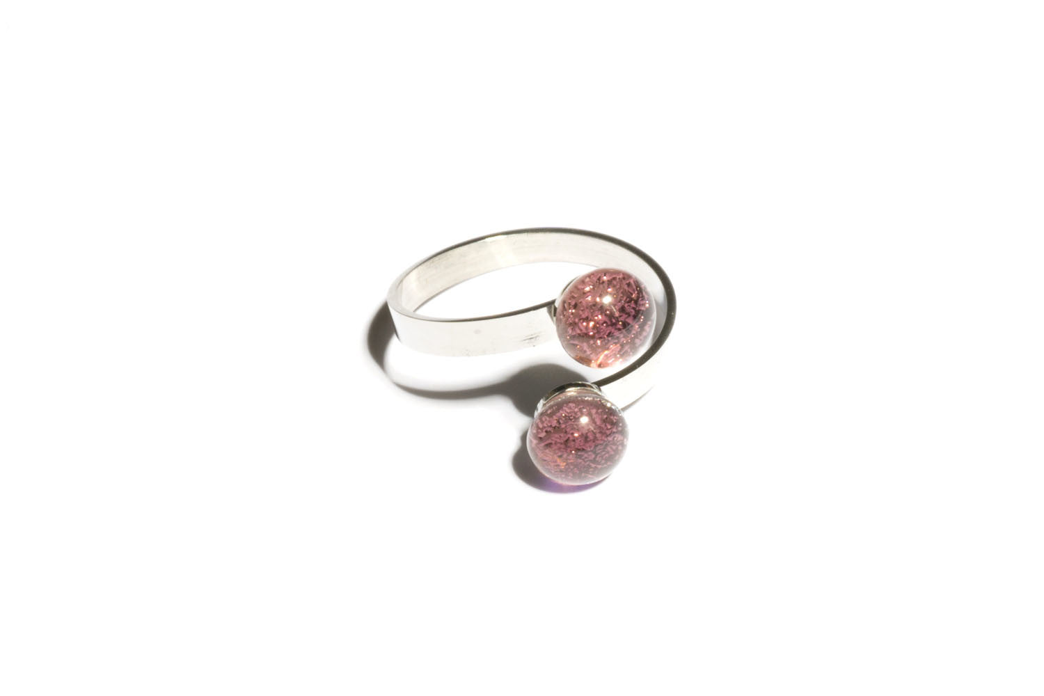 Ring mit Glasperle Twinny Rose Stone Fusing