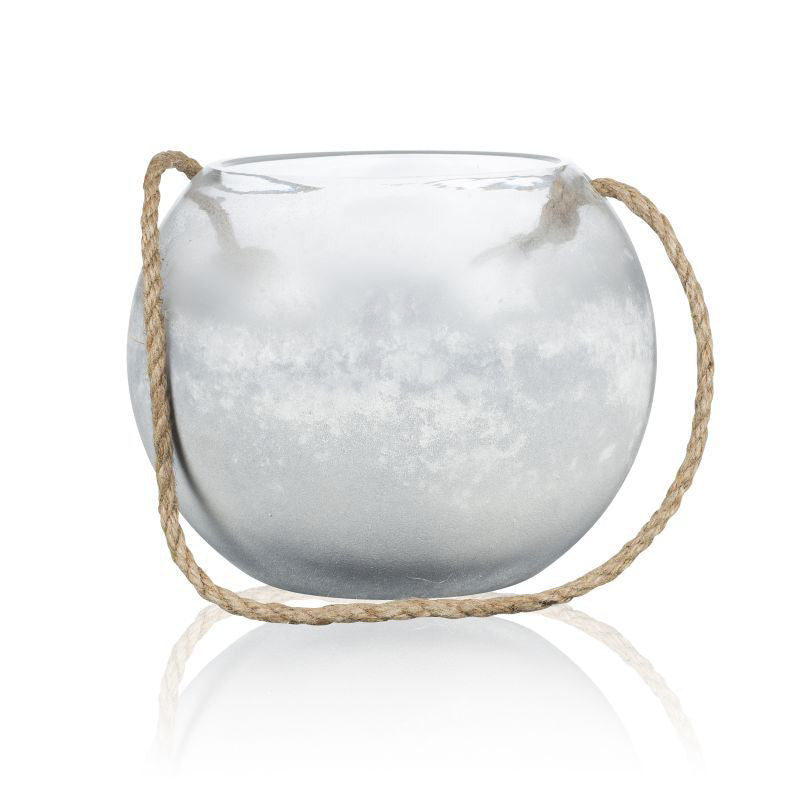 Windlicht zum hängen Rustic 20cm Schale Glasgefäß klar weiß mattiert
