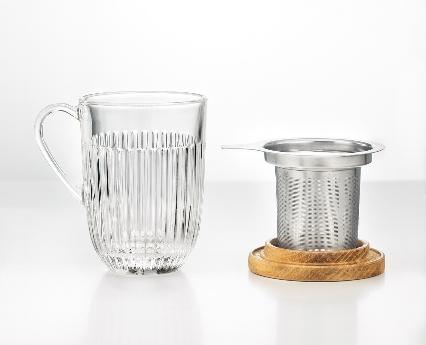 Teetasse Ouessant 400ml Glastasse Heckelbecher mit Sieb und Deckel Geschenkset