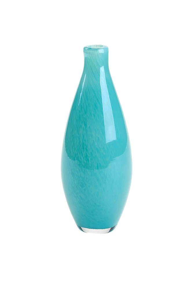 Glasvase Linen Bubbles türkis 18cm schmall