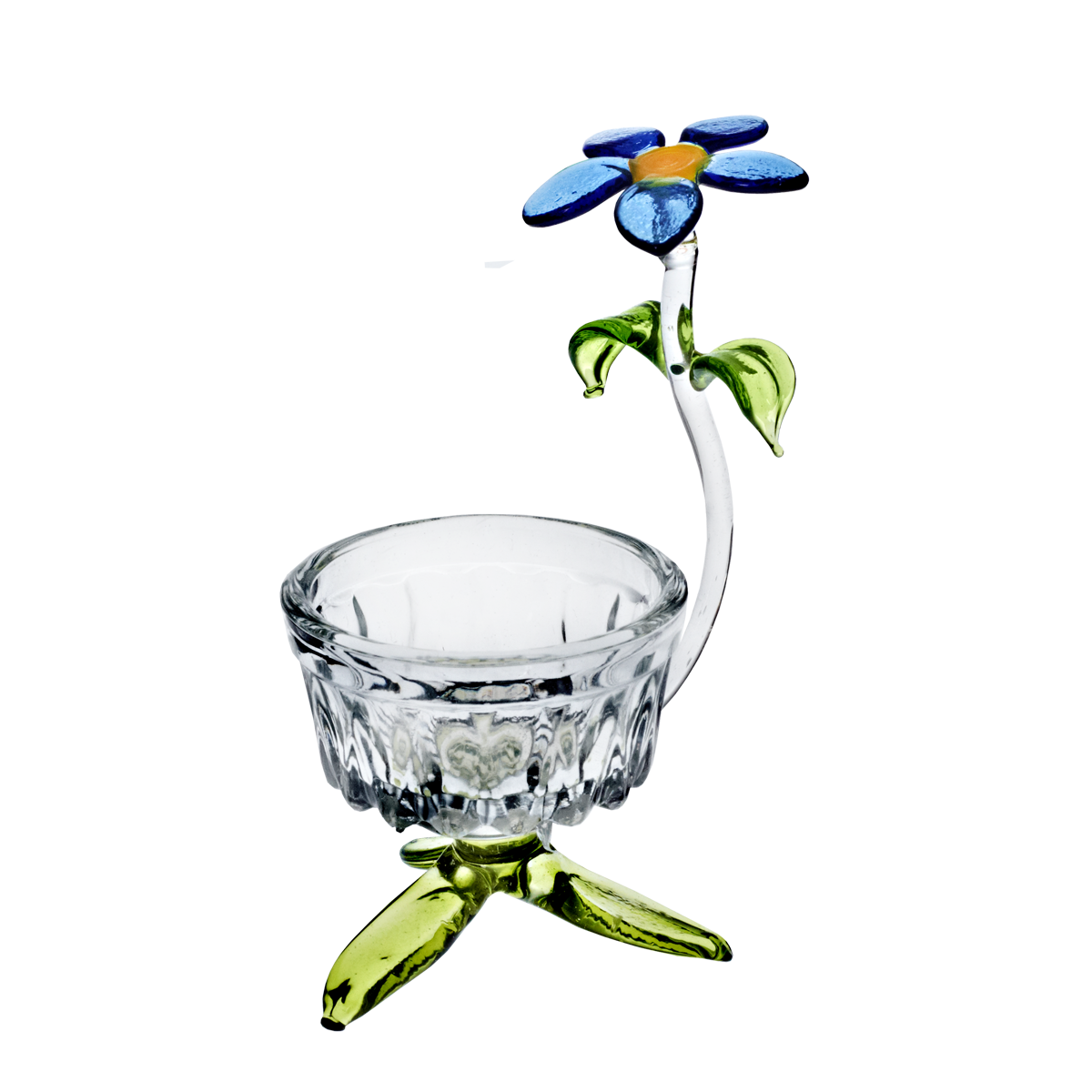 Teelichthalter mit Blumen Blumen 7,5cm Glas Kerzenhalter Dekoration Geschenk