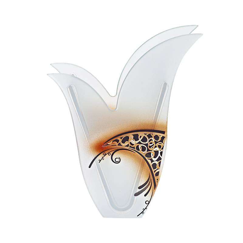 Glasvase Designelement Deko Tischvase Fusing Glas Kunst weiß gold 31cm Handmade