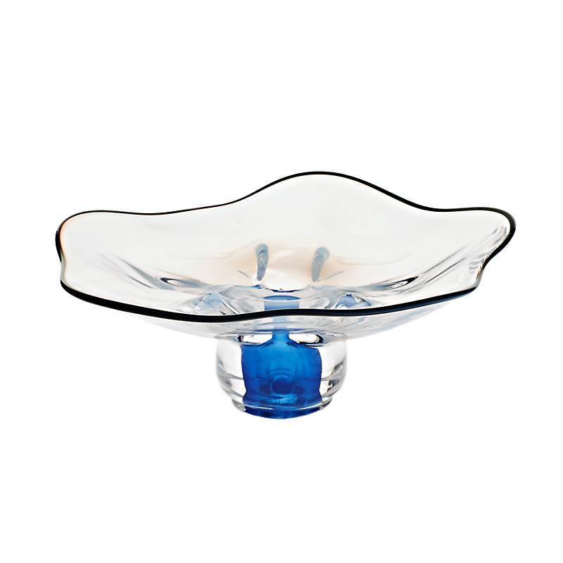 Schale mit blauem Fuss "Stiller" (30cm)