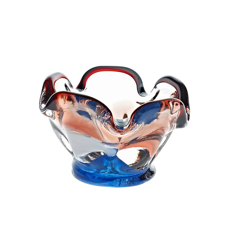 Teelichthalter mit blauem Fuss "Stiller" (9cm)