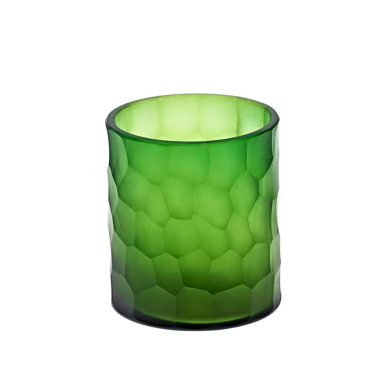 Teelichtglas Kerzenhalter Votiv Windlicht Moonlight Höhe 9,5cm grün Handmade