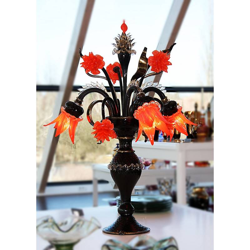 Tischleuchte Flambo Orange "Murano" (Ø50cm,H45cm)
