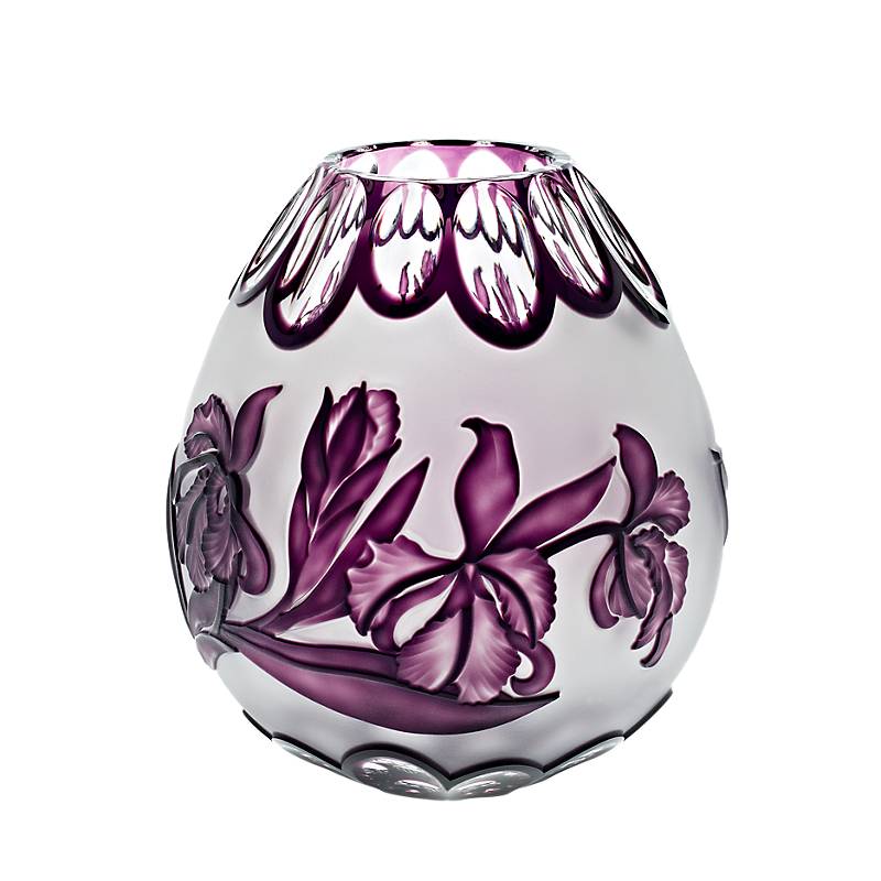 Vase handgeschliffen mit Rose "King" (21cm)
