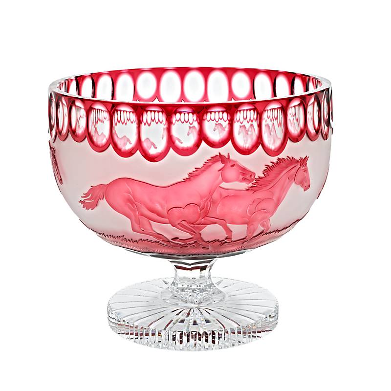 Schale mit Fuß handgeschliffen rot "King" (29cm)