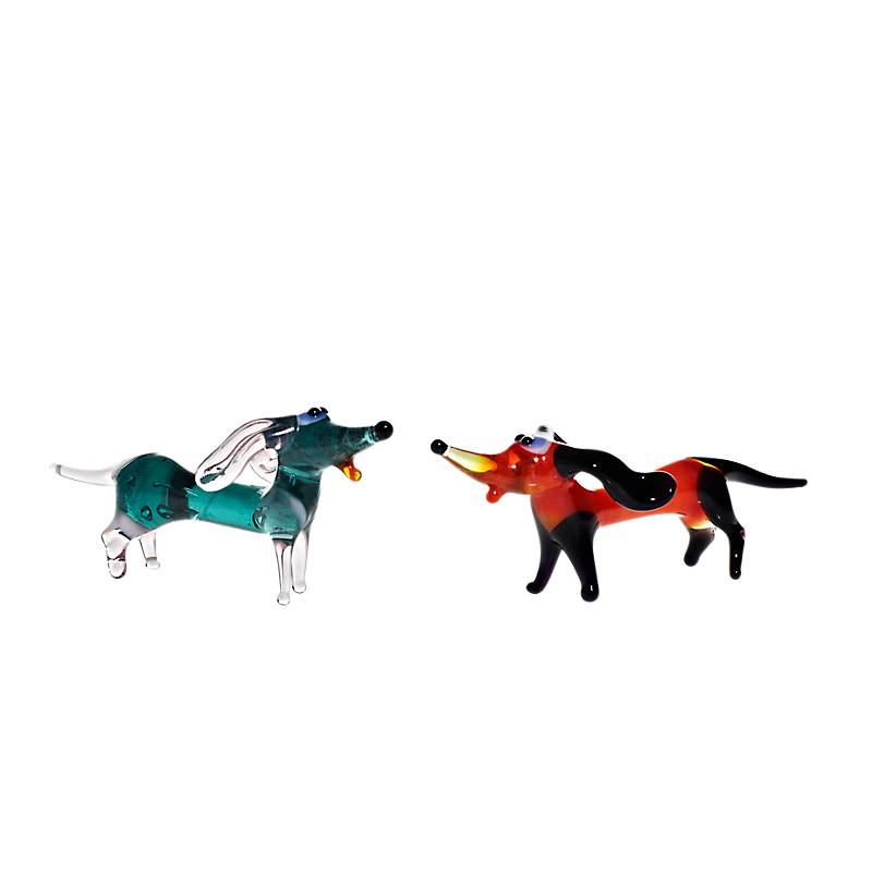 Hund Dackel Mini Plus 4-5cm Glas Figuren Sammeln Vitrine Miniatur Haustier