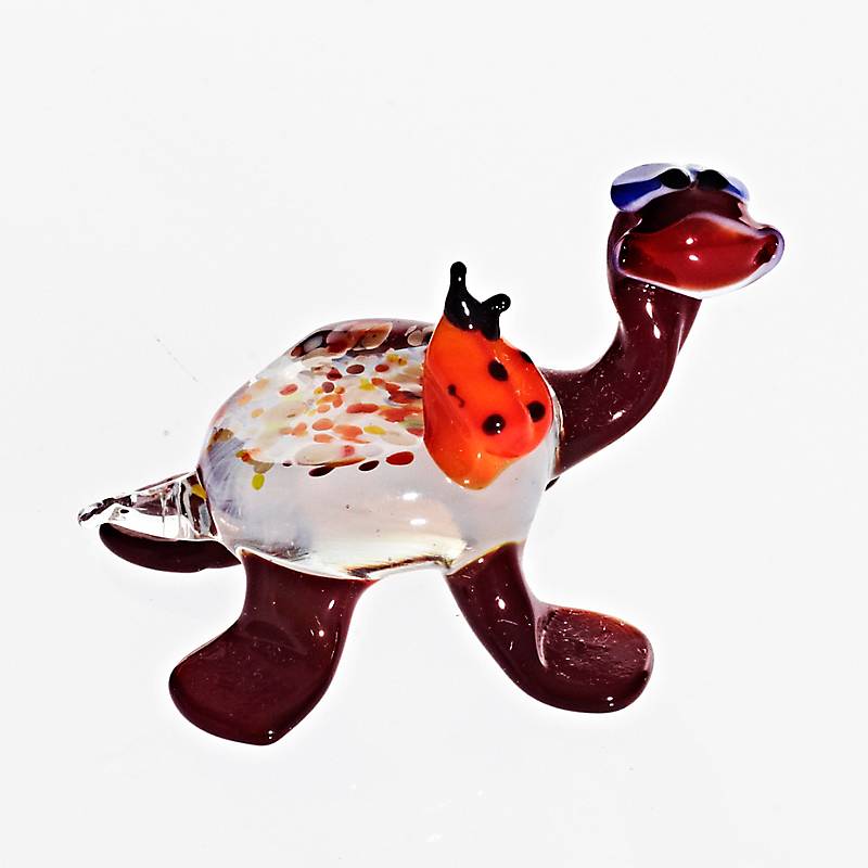 Schildkröte mit Käfer Midi 6-8cm Glas Figuren Sammeln Vitrine Miniatur Zoo Meerestier