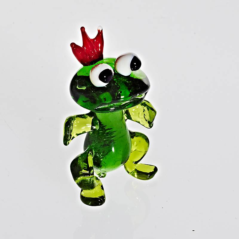 Froschkönig Midi 6-8cm Glas Tiere Figuren Sammeln Vitrine Miniatur Teich