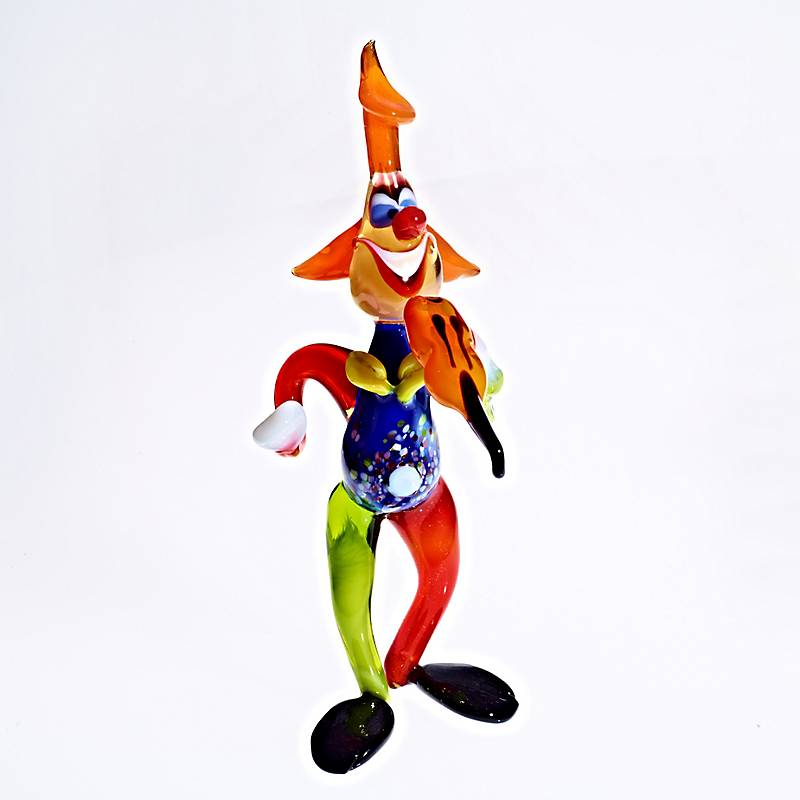 Clown mit Violine Big 15-17cm Glas Figuren Sammeln Vitrine Dekoration Hobby