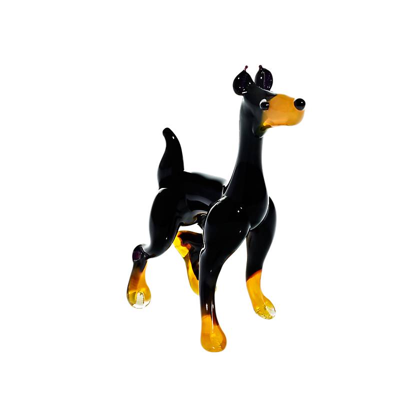 Hund Dobermann Medium 6-15cm Glas Figuren Sammeln Vitrine Miniatur Haustier