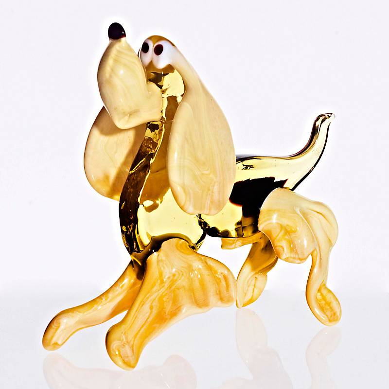 Hund Medium 6-15cm Glas Figuren Sammeln Vitrine Miniatur Haustier